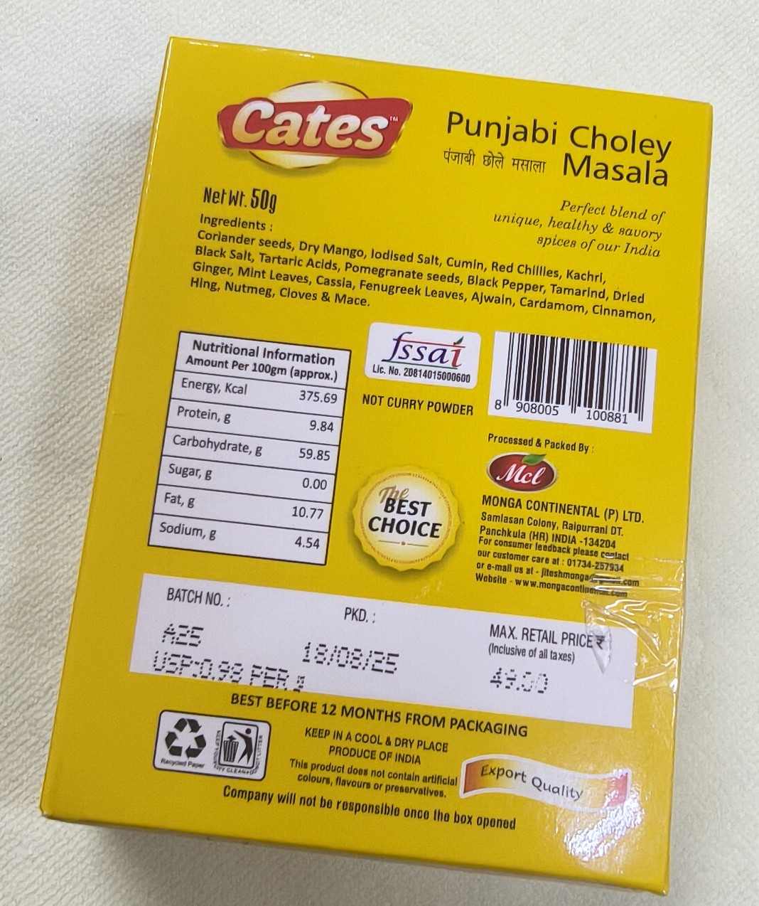 Cates panjabi choley masala